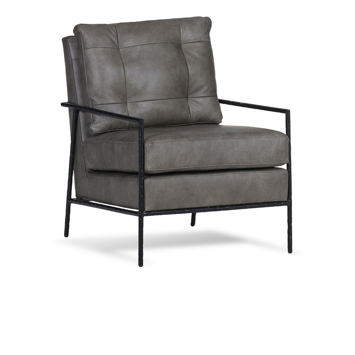 Classic Custom - Corbin Leather Stationary Accent Chair - Dark Gray