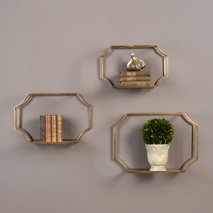 Lindee - Wall Shelves (Set of 3) - Gold