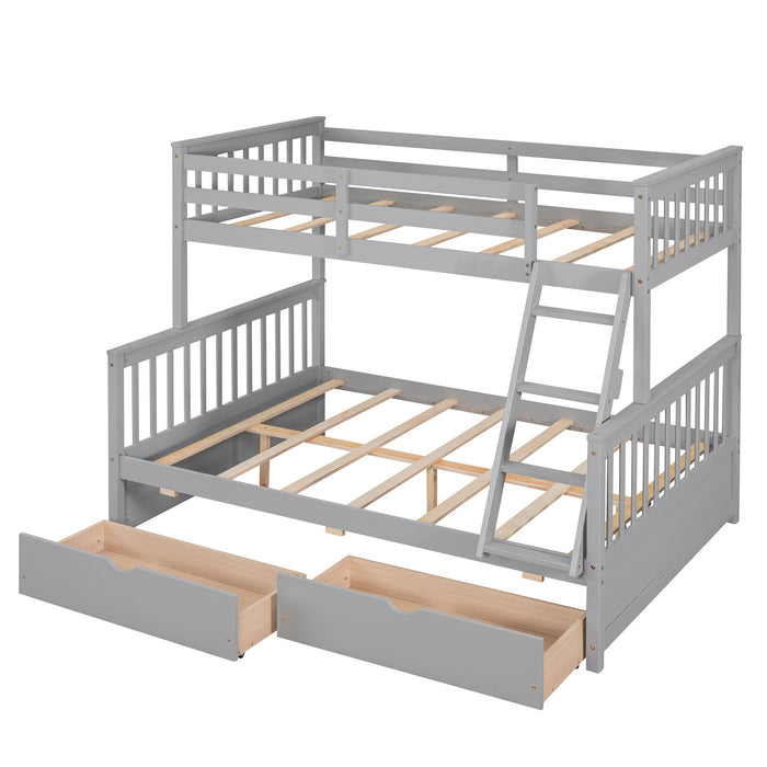 Bunk Bed With Ladders And 2 Storage Drawers
