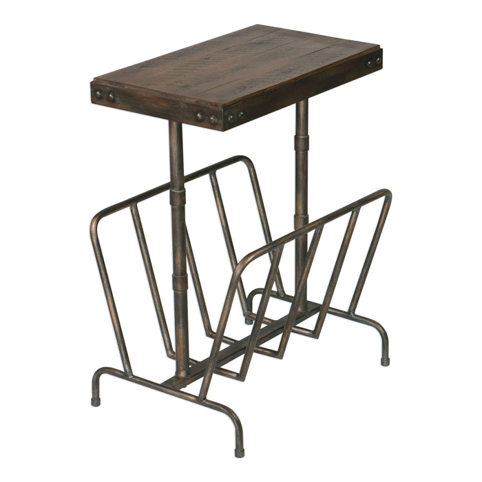 Sonora - Industrial Magazine Accent Table - Dark Brown