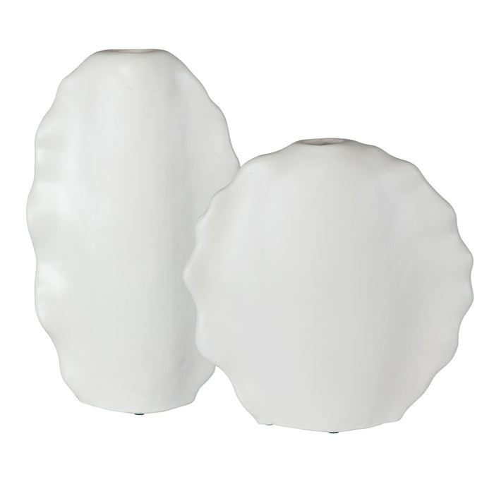 Ruffled - Feathers Modern Vases (Set of 2) - White