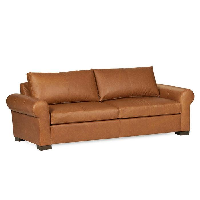 Classic Custom - Rivera Small Sofa With Roll Arm Oste River Leather - Light Brown