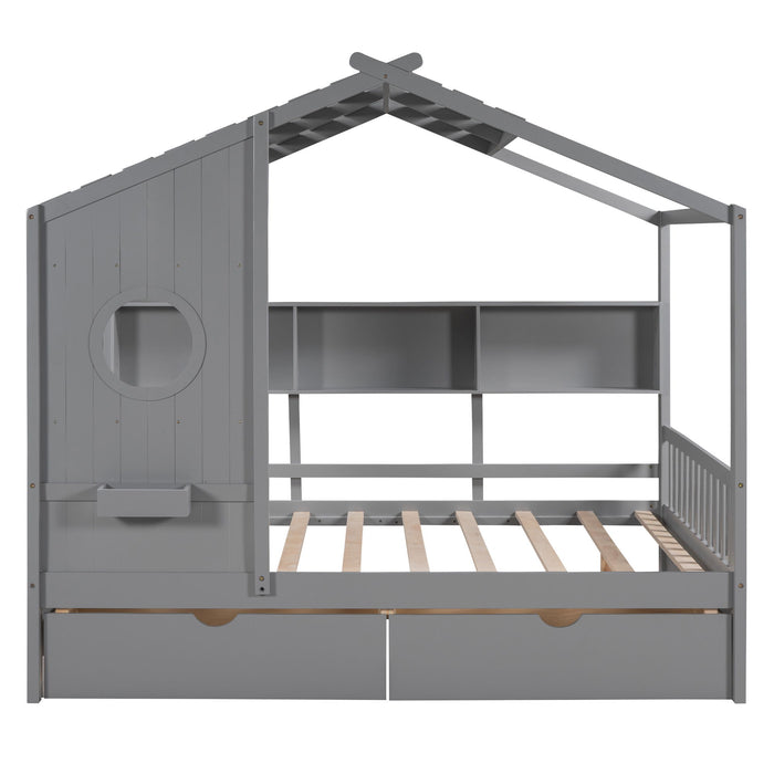 Modern Design House Bed With Storage Shelf