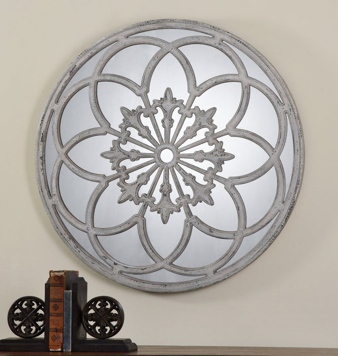 Conselyea - Round Mirror - Pearl Silver