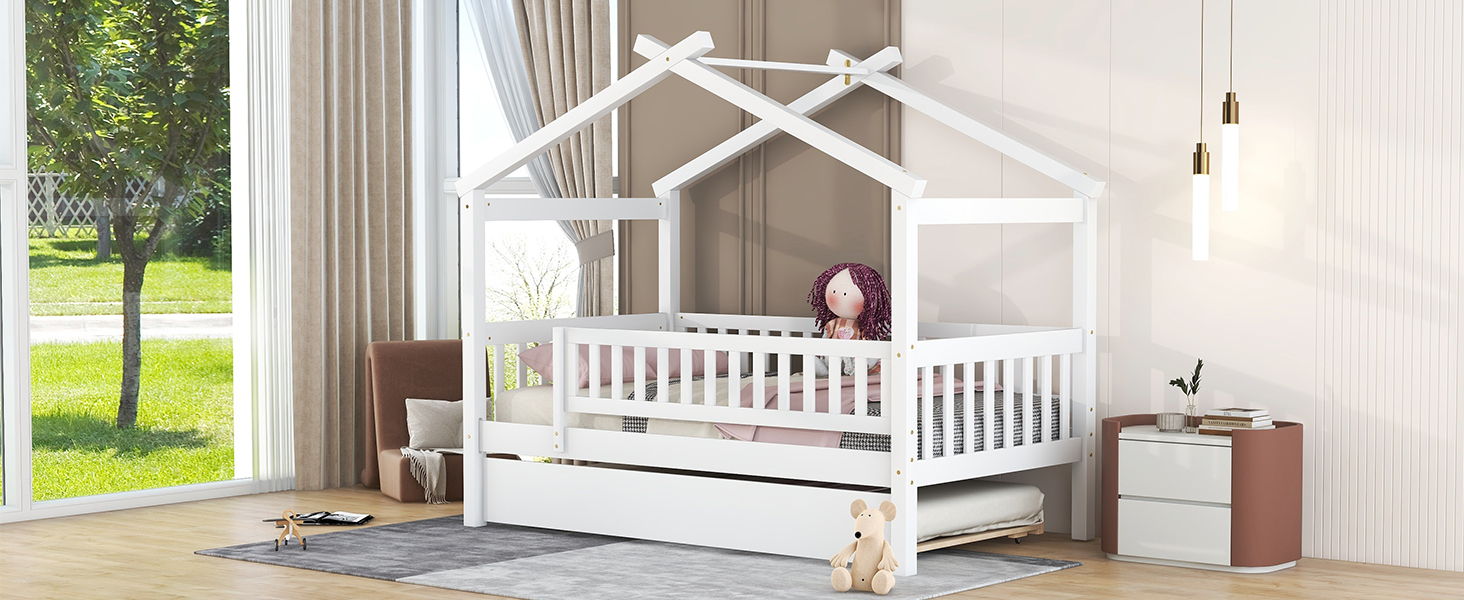 Creativity House Bed With Twin Size Trundle