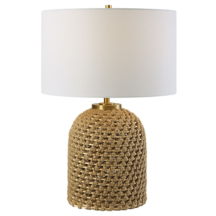 Kendari - Rope & Rattan Table Lamp - Yellow