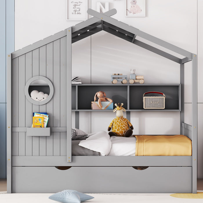 Modern Design House Bed With Storage Shelf