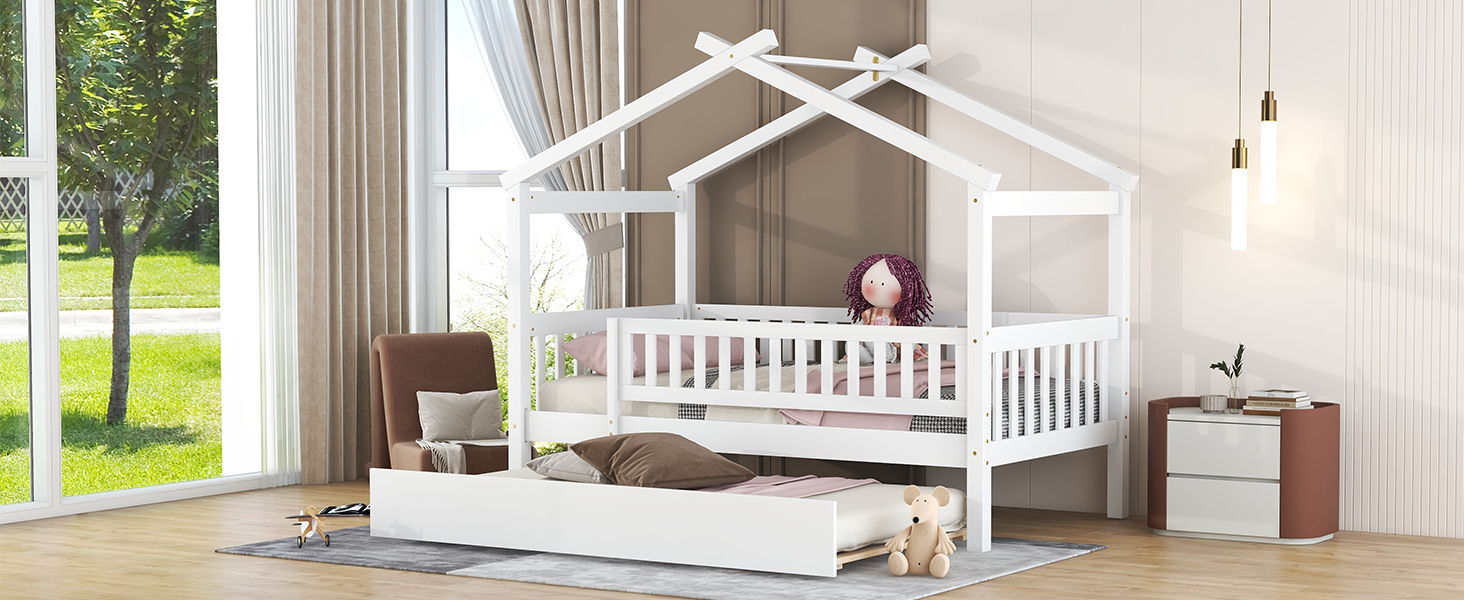 Creativity House Bed With Twin Size Trundle