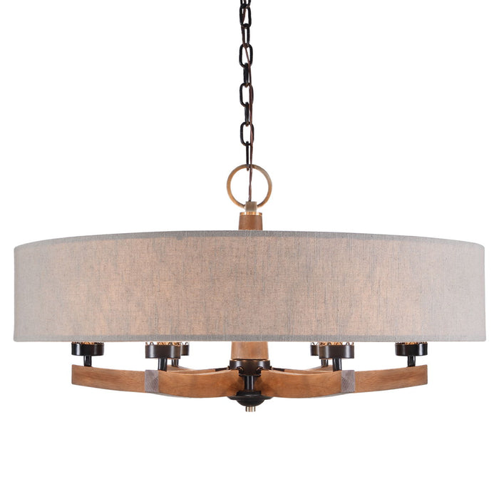 Woodall - 6 Light Drum Chandelier - Light Brown