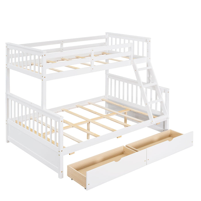 Bunk Bed With Ladders And 2 Storage Drawers