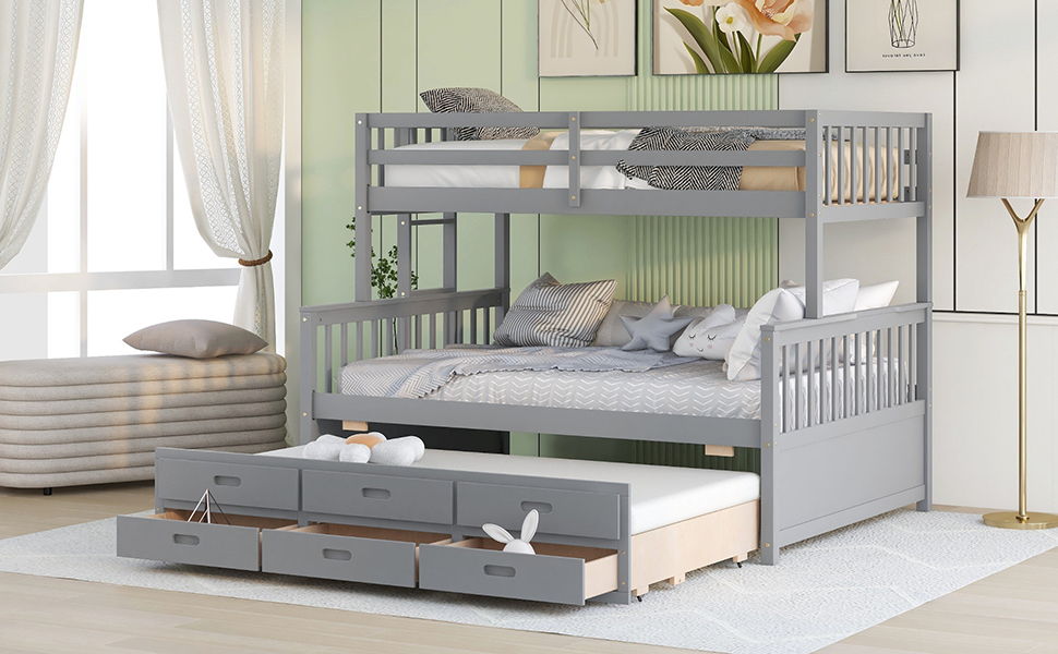 Bunk Bed With Twin Size Trundle And Drawers
