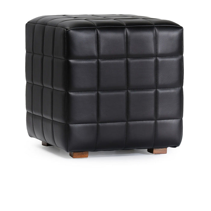 Carlo - Leather Square Ottoman - Jet Black