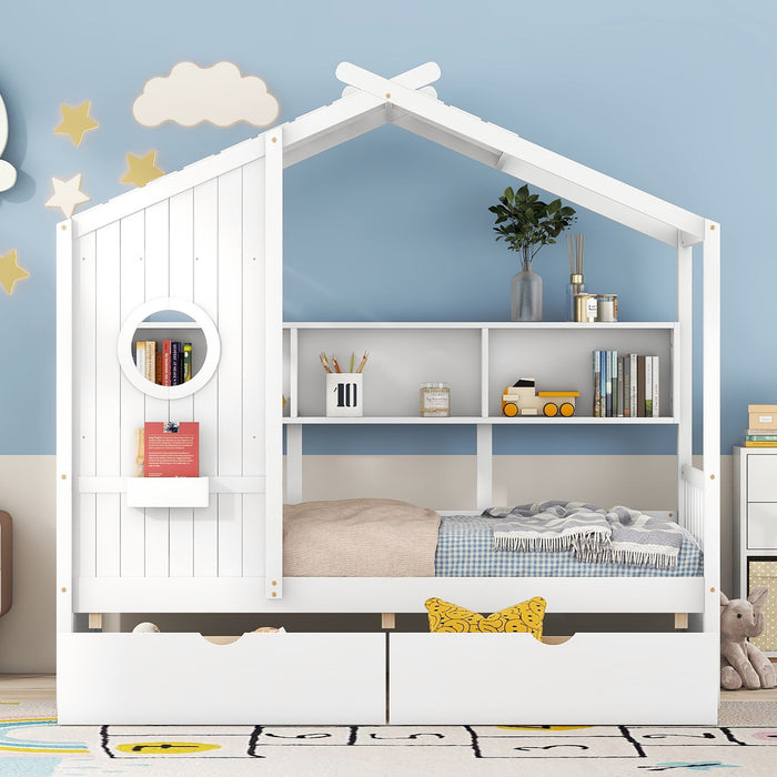 Modern Design House Bed With Storage Shelf