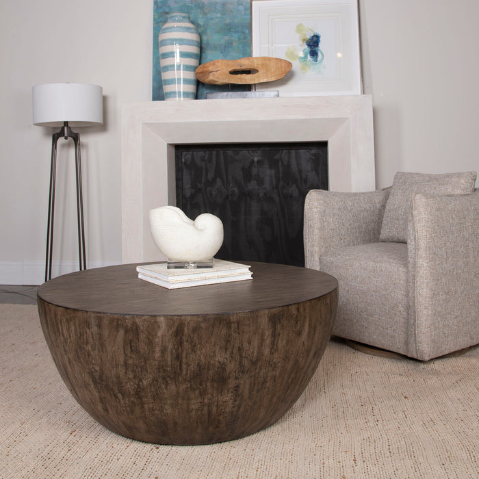 Lark - Round Wood Coffee Table - Dark Brown