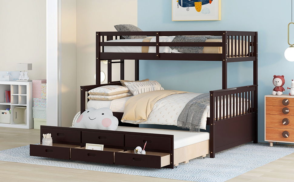 Bunk Bed With Twin Size Trundle And Drawers