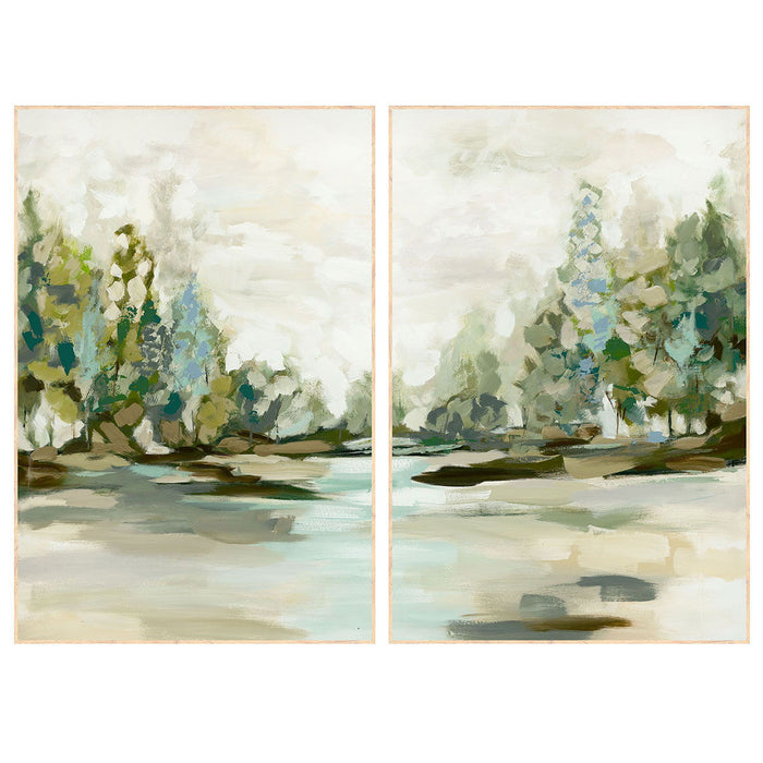 Taiga - Painting 60' x 40' Set of 2 By Buddy Whitlock - Oak Natural