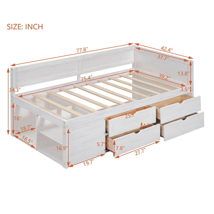 Daybed With Drawers And Shelves