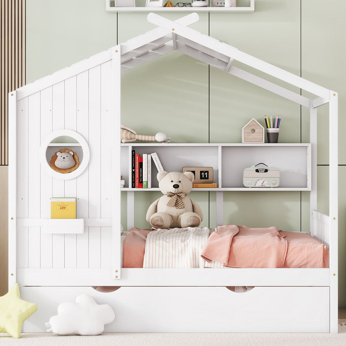 Modern Design House Bed With Storage Shelf