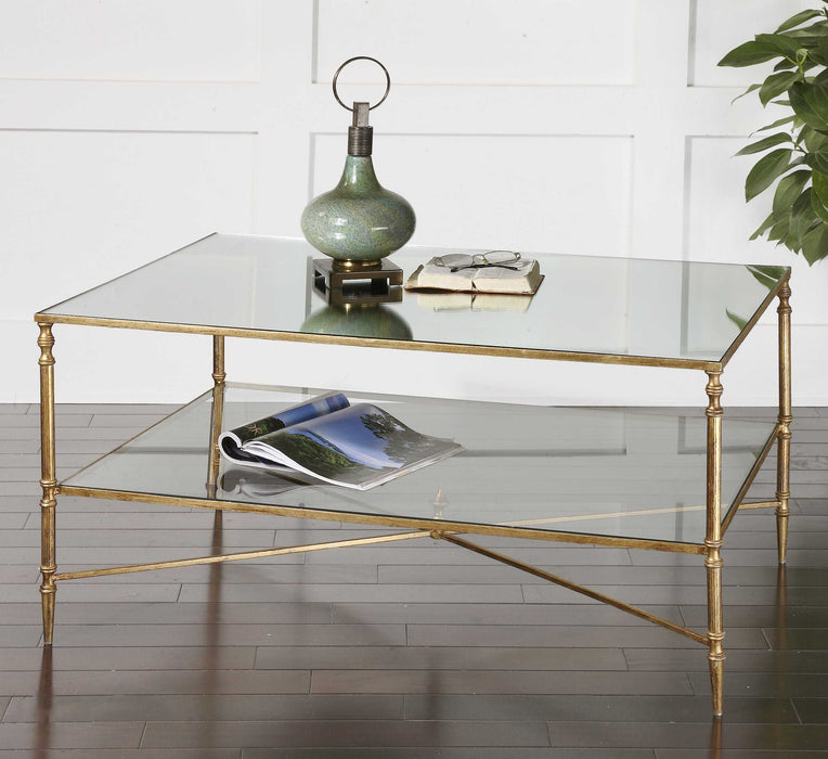 Henzler - Mirrored Glass Coffee Table - Gold