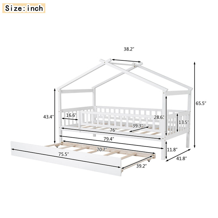 Creativity House Bed With Twin Size Trundle