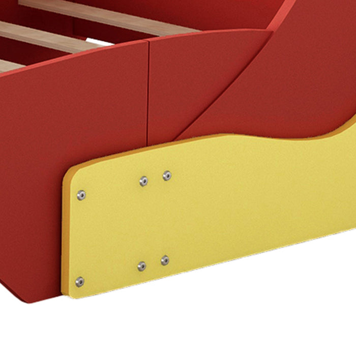 Race Car-Shaped Platform Bed With Wheels