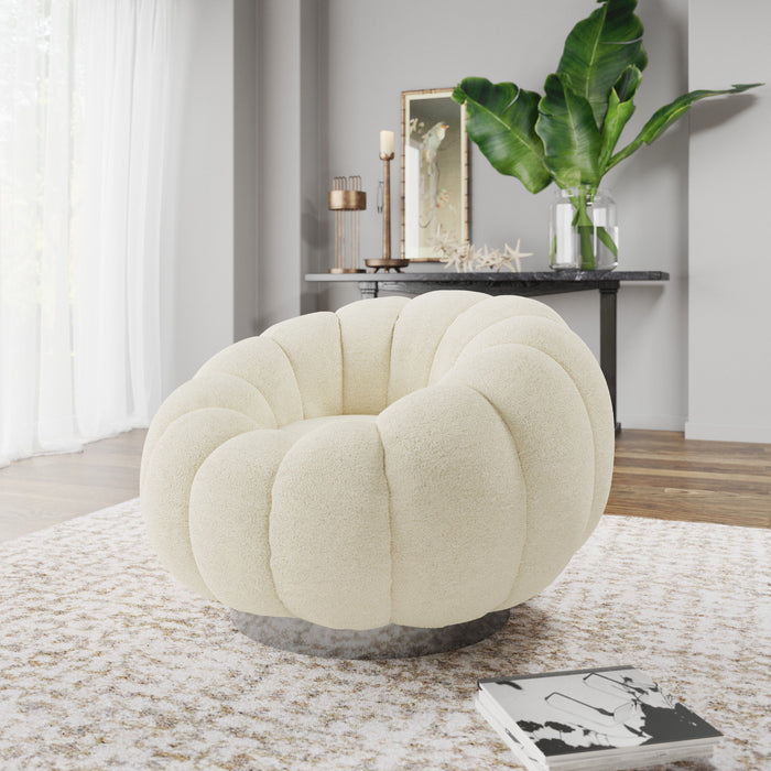 Lily - Pumpkin Swivel Accent Chair - Beige