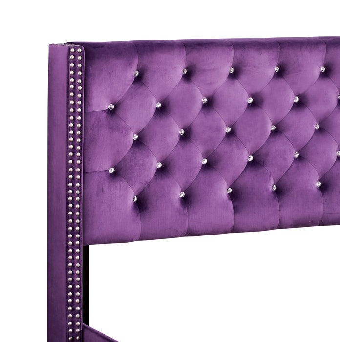 Upholstered Nailhead Trim Chic Bed