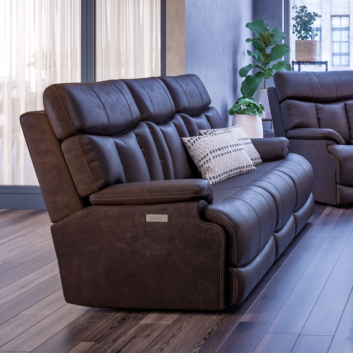 Clive - Power Reclining Sofa with Power Headrests & Lumbar - Dark Brown