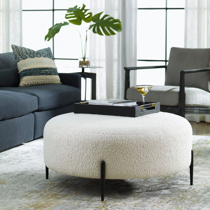 Arles - Large Plush Ottoman - White