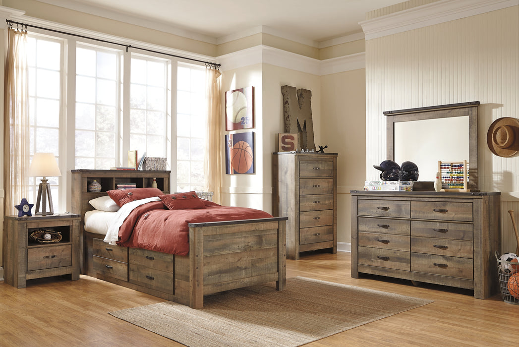 Trinell  Bookcase Bed With 2 Storage Drawers