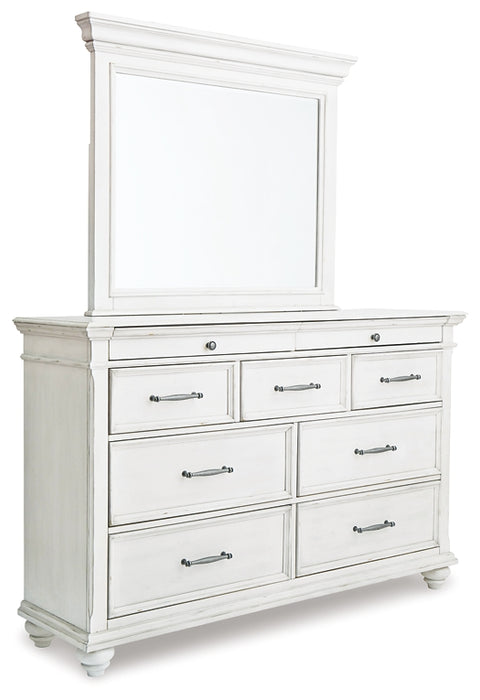 Kanwyn Queen Panel Bed with Mirrored Dresser