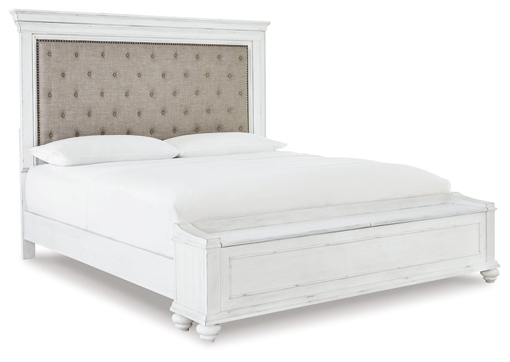 Kanwyn Queen Panel Bed with Storage with Mirrored Dresser and 2 Nightstands