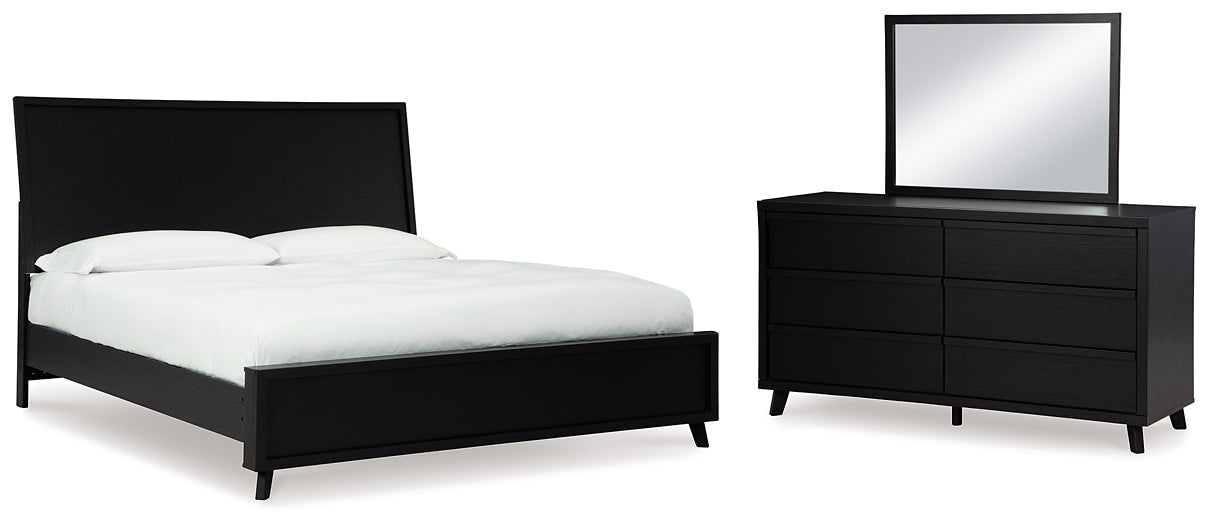 Danziar Queen Panel Bed with Mirrored Dresser